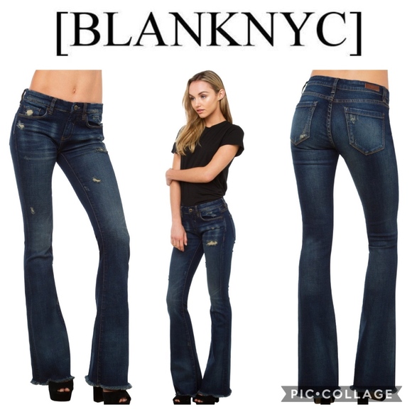 Blank NYC Denim - Blank NYC DARE Flare Raw Hem Distressed Jeans 25